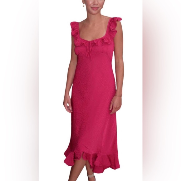 Nordstrom Dresses & Skirts - Loucia Pink Ruffle Midi Dress | Romantic Date Night, Cocktail Holiday NWT Size M